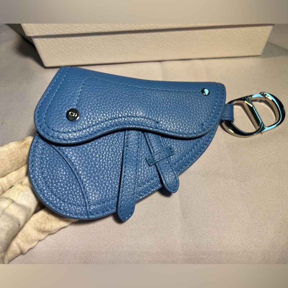 Christian Dior Pouch Charm Saddle Leather blue